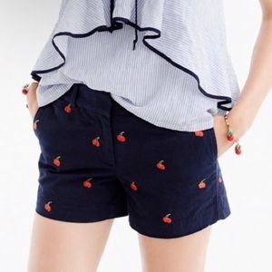 J. Crew Chino shorts w/ embroidered cherries